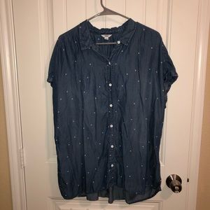 Blue Button Up Top